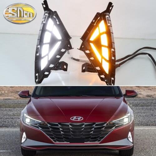 2PCS Turn Yellow Signal Relay 12V Car DRL Lamp Waterproof ABS LED Daytime Running Light For Hyundai Elantra 2021 2022