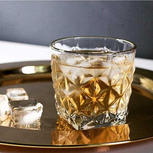 2Pcs Whiskey Glasses Creative Rhombus Crystal Wine Cocktails Glass Cup Home Bar Drinkware Party Wedding Glasses Gift 330ml