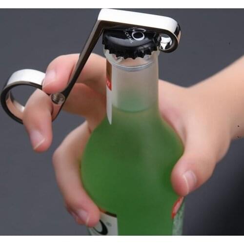 2021 European Style Creative Zinc Alloy Beer Bottle Opener One Hand Bottle Opener Magnet Refrigerator Sticker