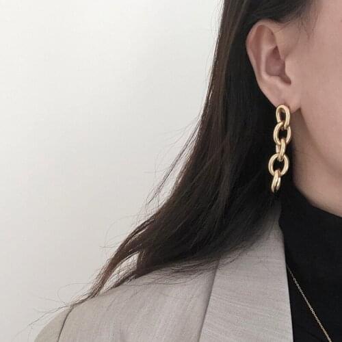 2021 Personality Link Chain Stud Earring for Woman Party Club 18K Gold Plated 316 L Stainless Titanium Steel Jewelry Never Fade