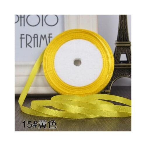 22m/lot 1/4"(6mm) (25 yards/roll) Yellow golden Single Face Satin Ribbon Gift Wrapping Christmas ribbons Sewing Fabric Hand DIY