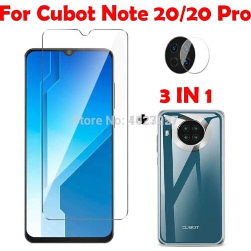 3-in-1/Silicone Cover For Cubot Note 20 Pro Tempered Glass Screen Protector Camera Len Film For Cubot Note 20