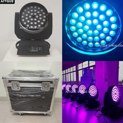 4light+Flycase)Led event stage lighting led moving head zoom wash 36x18w rgbwa uv 6in1 zoom moving head case