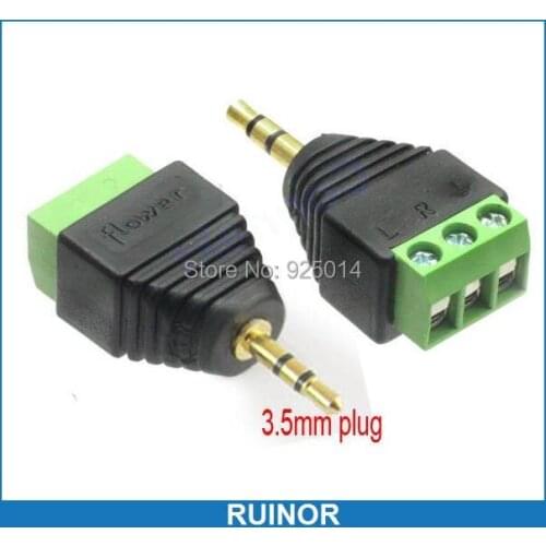 50pcs x 3pin 3.5mm 1/8' Stereo Plug To Screw Audio Video Balun Terminal Binding Post