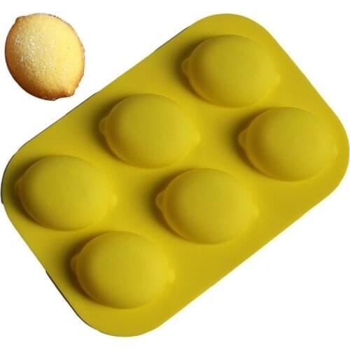 6 Holes Silicone Cake Mold Lemon Shape Silicone Mold Yellow Heat-Resistant Muffin Cake Mold DIY Baking Pan Tool Cocina Accesorio