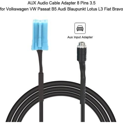 AUX Audio Cable Adapter 8 Pins 3.5 for VW Passat B5 Audi Blaupunkt Lotus L3 Fiat Bravo Aux Input Adapter 2019 New