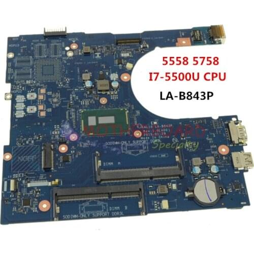 For Dell Inspiron 5558 5758 CN-0RC3PN 0RC3PN RC3PN w I7-5500U CPU LA-B843P Laptop Motherboard Tested