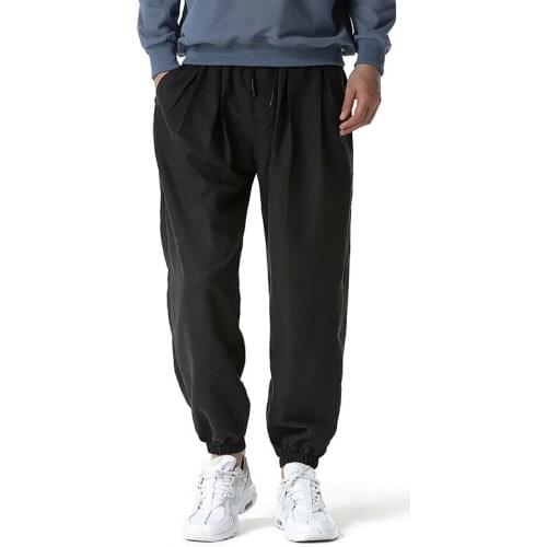 Black Cotton Linen Joggers Pants Men 2021 Brand Casual Jogging Sweatpants Harajuku Casual Sports Harem Pants Male Trousers 3xl