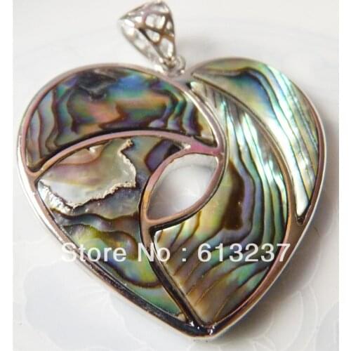 HOT!hot free Shipping new 2014 Fashion diy Exciting 35x35mm Colorful Abalone Shell Insert Heart Pendant MY4773