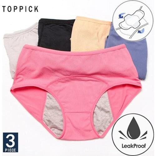 Cotton Breathable Panties Menstrual Panties Physiological Pants Leak Proof Underwear Period High Waist Warm Female 3pcs/Set