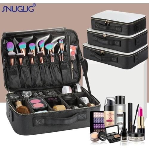 PU Leather Professinal New Makeup Organizer Brand Cosmetic Bag High Quality Beauty Storage Suitcase Women Travel Makeup Case