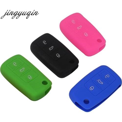 Jingyuqin 30pcs/lot Silicone Key Case For VW Polo Passat B5 Seat Golf Jetta Mk6 Tiguan Plus Eos Scirocco Beetles FOB Cover