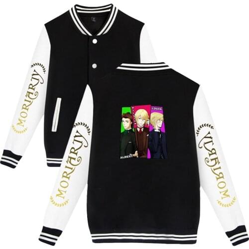 Kawaii Japanese Anime Moriarty The Patriot 2D Print Baseball Sweatshirt Casual Jacket Men Women Clothes Y2K Trend Clothes Tops