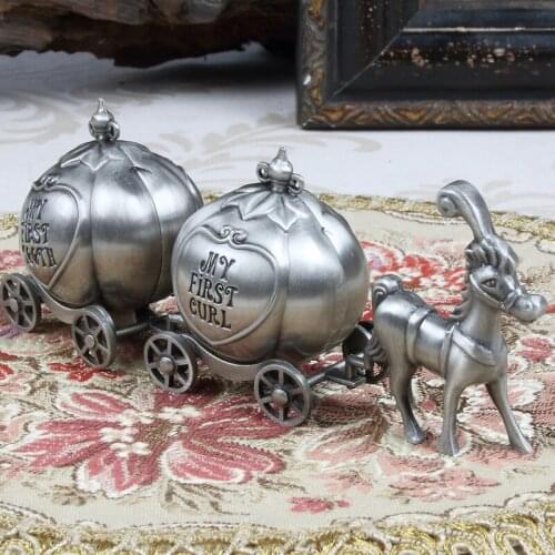 Europe metal Baby / Family Gift First Tooth and First Curl storage Boxes jewelry organizer box desktop storage case boxes Z111