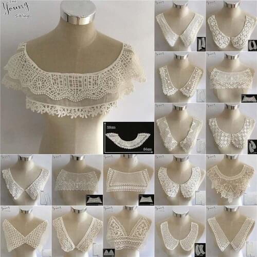 Fashion White Applique Lace Collar DIY Embroidery Lace Neckline Fabric Hollow Garment Accessories Craft Supplies