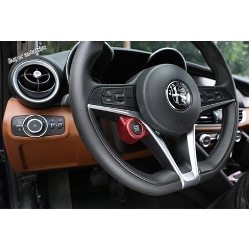 Lapetus Engine Start Stop Ring Keyless Start System Button Cover Trim For Alfa Romeo Giulia 2016 2017 2018 2019 ABS Matte Red