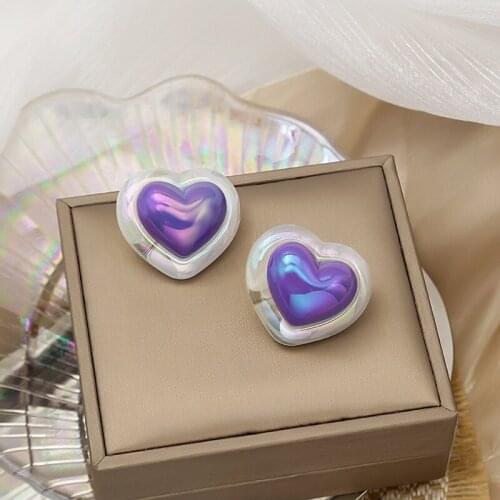 Summer Design Transparent Colorful Heart Earrings For Women Girls Fashion Geometric Acrylic Stud Ear Jewelry Party Gifts