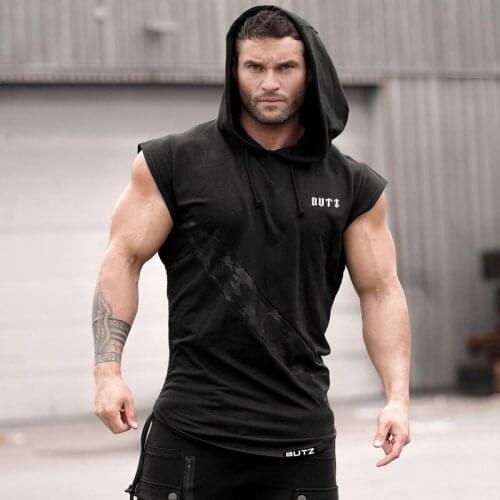 Mens Running Tank Top Sleeveless T Shirts Sports Fitness Singlet Stringer Hoodies Muscle Bodybuilding Sportswear GYM Tops Vest