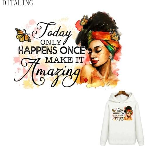 Patch For Clothes Black Women Thermal Sticker On Clothing Fashion Girl Iron On Transfers Patch Make It Amazing DIY T-Shirt Decor