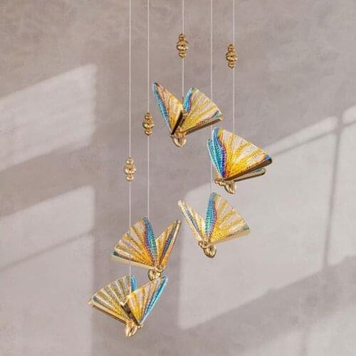 Nordic Led Butterfly Pendant Lamp Luxury Colorful Acrylic Wall Light for Living Room Floor Lamp Bedroom Bedside Table Lighting