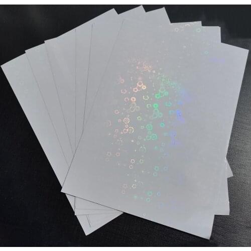 New Circle Flower Style Holographic Foil Adhesive Tape Back Laminating On Paper Plastic 50 Sheets A4 DIY Package Color Card