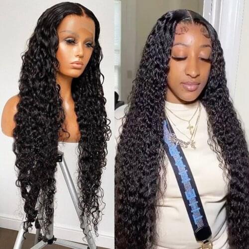 Curly 13*6 Lace Front Human Hair Wigs For Black Women 30 32 36 inch Deep Wave Brazilian 4*4 5*5 6*6 Closure Wig Missblue Water