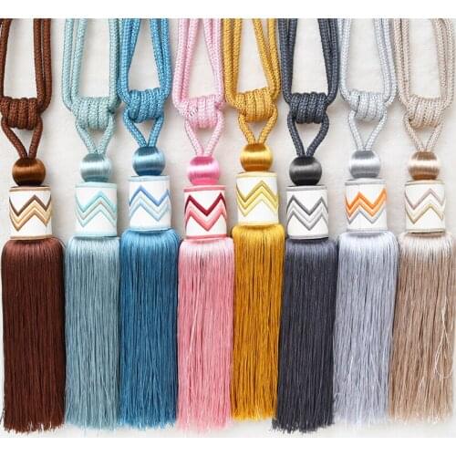 QGVLish 2Pcs/Pair Curtain Tassels Fringe Tiebacks Hanging Belts Balls Bind Ropes Brush Straps Curtain Accessories Tieback Holder