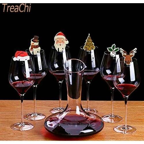 Christmas Wine Glass Decoration Card Santa Hat Reindeer Pattern Cup Decoration Card 10 Pcs/lot