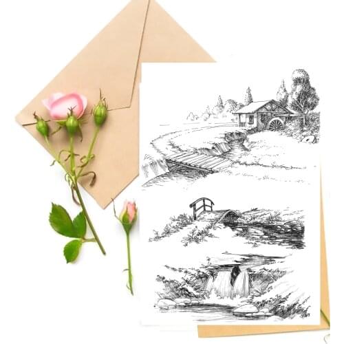 Small Bridge / River Clear Stamps For DIY Scrapbooking Card Making Silicone Stamps Fun Decoration Supplies