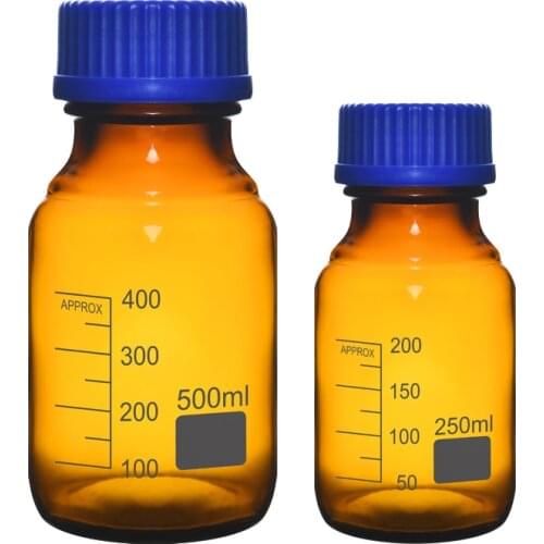 Blue Lid Brown Reagent Bottle 100-1000ml Chemical Reagent Bottle Laboratory Brown Scale Sealed Bottle