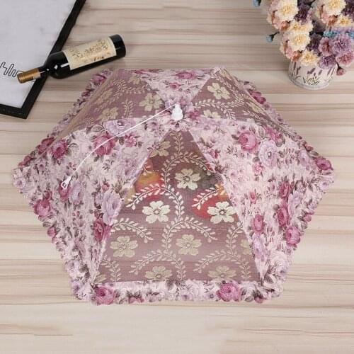 Folding Dish Cover Lace Mesh Encryption Net Anti-Mosquito Table Cover New Plain Large Reinforced Net Dish Cover