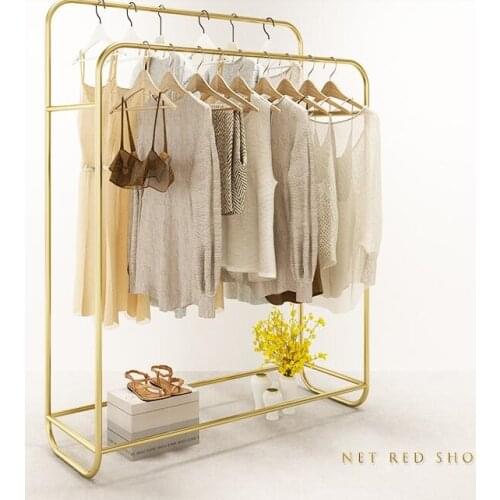 Installation shop double row in the island display rack floor-to-floor parallel bars shop in the middle of light luxury gold hig