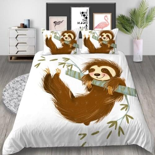 Thumbedding Sloth Bedding Set For Kids Cute Cartoon King Size Duvet Cover Queen Twin Full Single Double Unique Design Bed Set