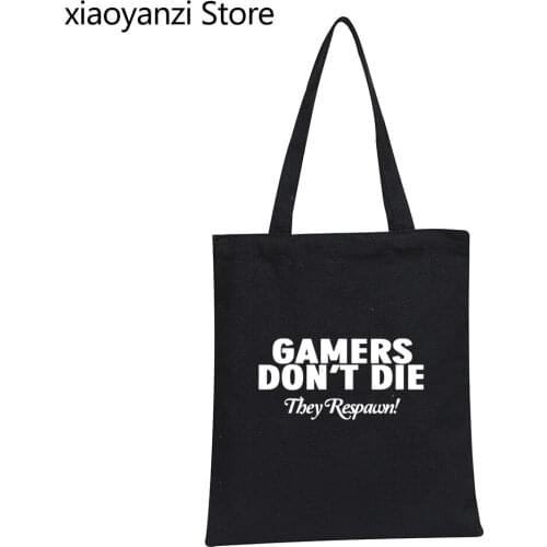 Gift for gamers funny Large Capacity Canvas Tote Bag casual gaming Eco Reusable Shopping Bags adult brand Shoulder Bags Handbags