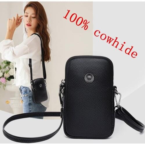 100% cowhide Women Wallet Cell Phone Bags Big Card Holders Handbag Purse Clutch Messenger Shoulder Long Straps Dropshipping