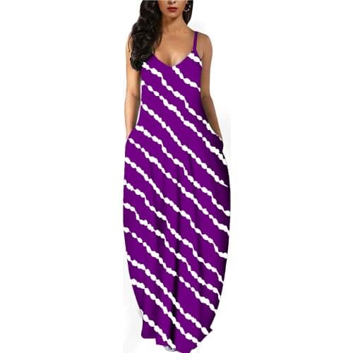 2021 Summer Women Tie-Dye Gradient Diagonal Stripe Dress Sexy Horizontal Pattern Printing V-neck Dress