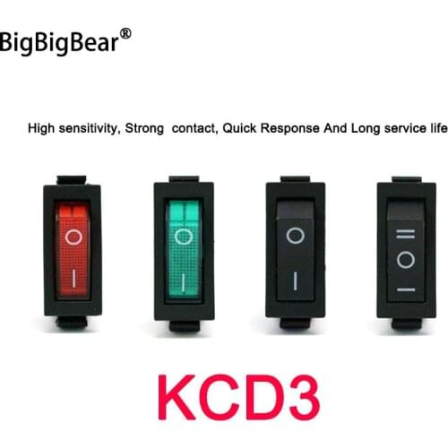 KCD3 Rocker Switch ON-OFF 2/3 Position 3 Pin Electrical equipment With Light Power Switch 16A 250V / 20A 125VAC , 35x31x14mm