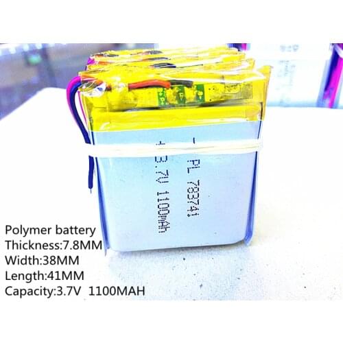 1pcs Polymer battery 1100 mah 3.7 V 783841 smart home MP3 speakers Li-ion battery for dvr,GPS,mp3,mp4,cell phone,speaker
