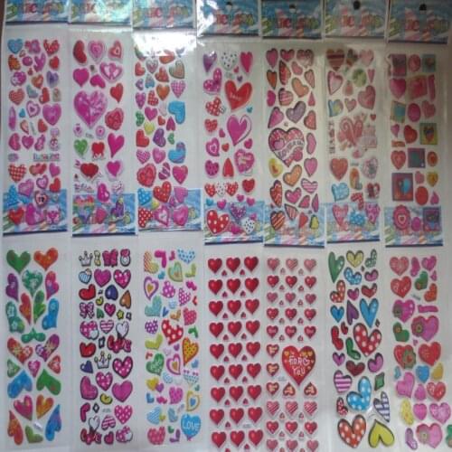 10 Different Sheets Cute DIY Stickers Children Cartoon Heart-shaped Stickers Toys PVC Scrapbooking Gifts For Kids
