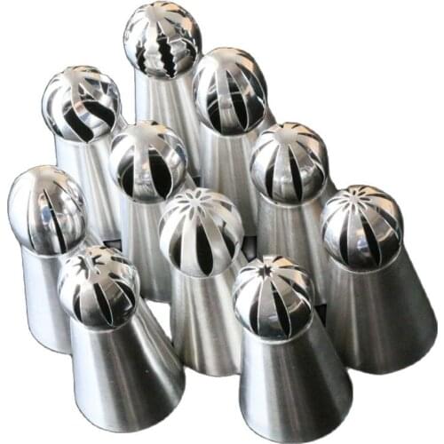 10 PCS Sphere Ball Nozzles Russian Icing Piping Nozzle Tips Pastry Cupcake Tips Pastry Decorating Mouth Tool H737