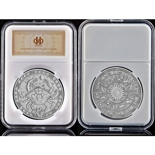 12 Constellations Zodiac Token Silver Plated Cancer Signs of The Zodiac Medal Coin (6.22-7.22)