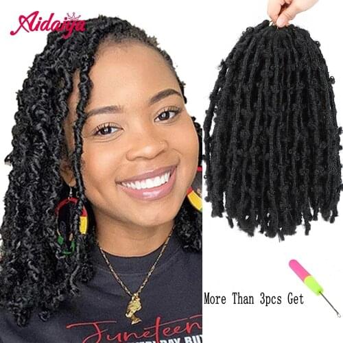 14inch Distressed Butterfly Locs Crochet Hair Butterfly Bob Faux Locs Crochet Braids Hair Black Messy Soft Locs