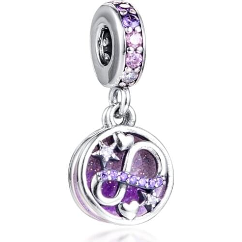Glittering Infinity Hearts & Stars Dangle Charm Beads for Charms Bracelets Mother for Jewellry Making
