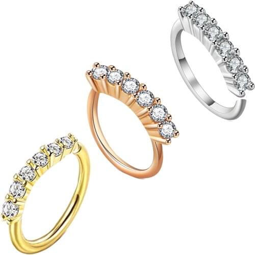 20g Crystal Nose Septum Ring for Women Flower Butterfly Septum Clicker Bohemia Indian Hoops Nose Helix Cartilage Piercing Nariz