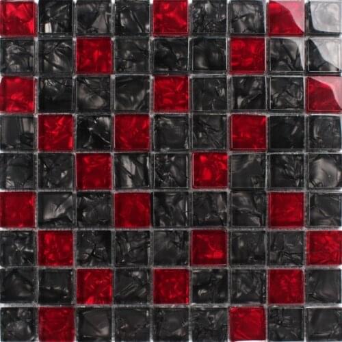 30mm Luxury Black Red Crystal Glass Mosaic for bathroom shower tiles wall mosaic kitchen backsplash free shipping,11PCS