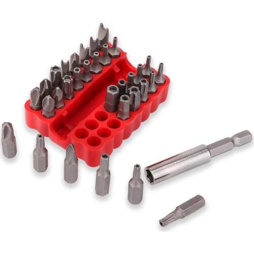 33pcs/lot Security Bit Set with Magnetic Extension Bit Holder Tamper Proof Torq Torx Hex Star Screwdriver Bits Set