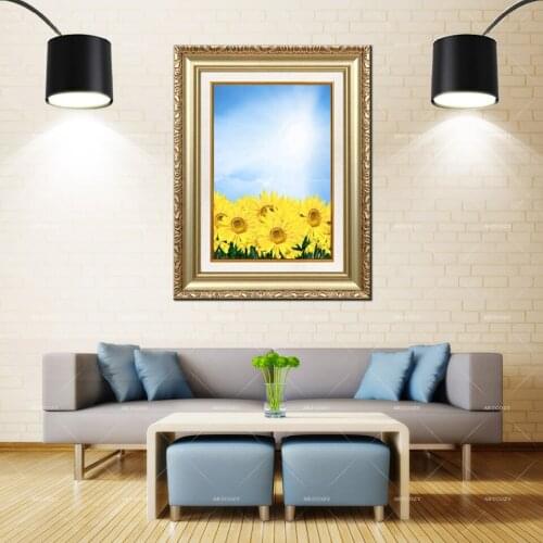 Artcozy Framed Abstract Yellow Golded Tulip Waterproof Oil Canvas Painting