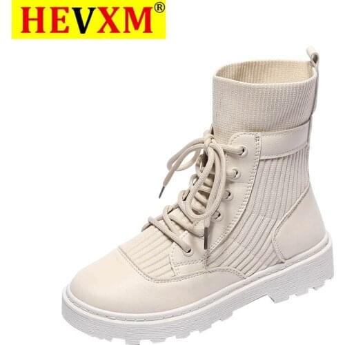 Ankle Boots 2020 New Low Heel Short Boots For Women British Style Handsome Socks Boots