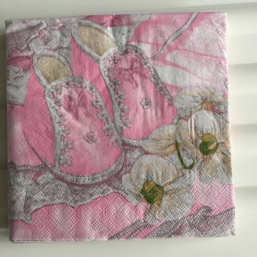 Decoupage wedding party napkins paper elegant tissue printed flowers cute shoes Christmas decor vintage serviettes handkerchief