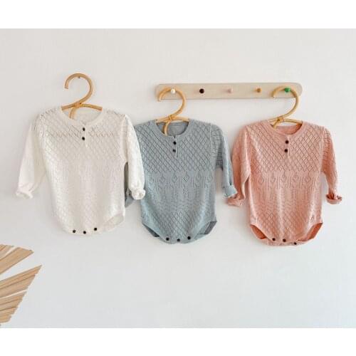 Newborn Baby Girls and Boys Breathable Knit Long Sleeve Romper